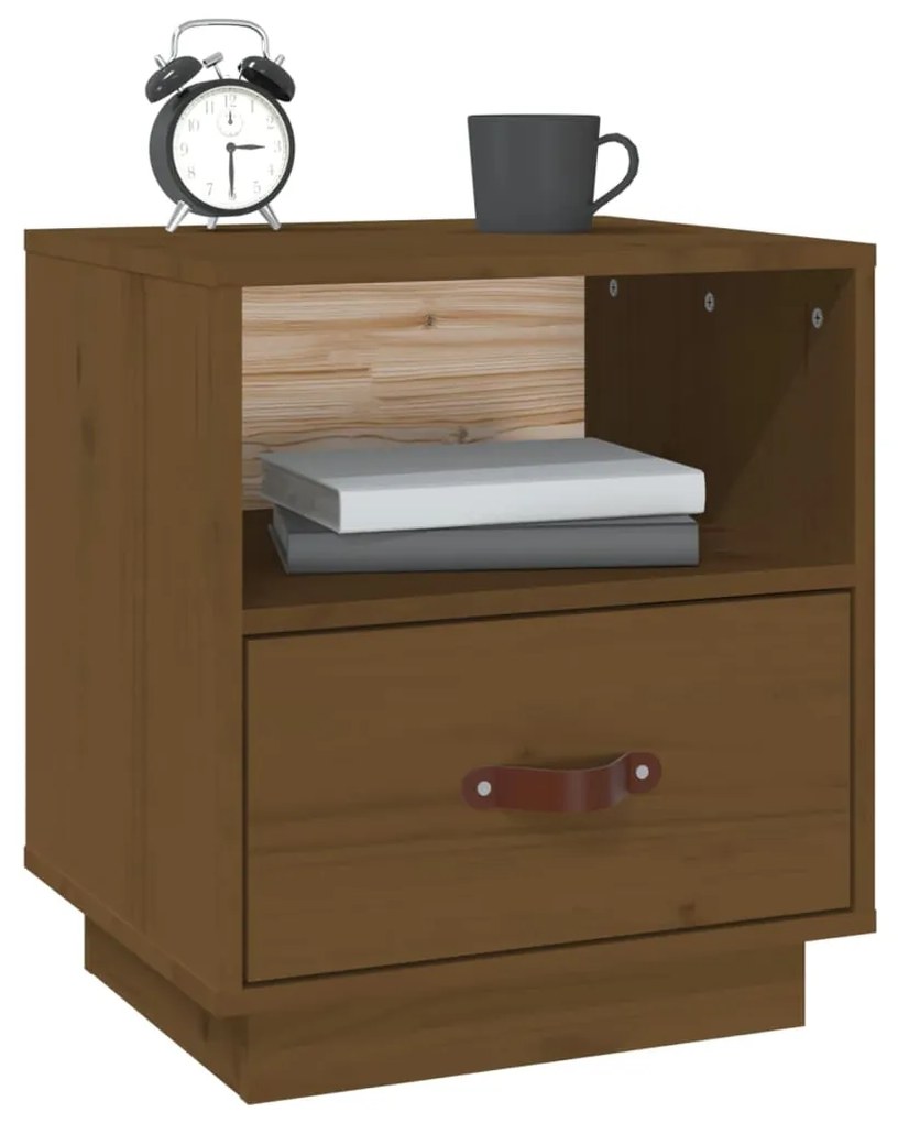 Comodini 2 pz miele 40x34x45 cm in legno massello di pino