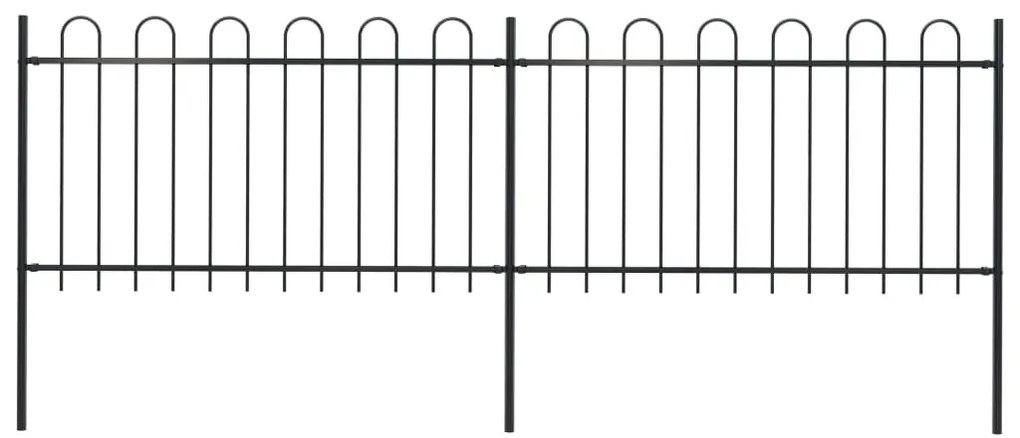 Recinzione Giardino Con Punta Tonda İn Acciaio 3,4x1 M Nera /