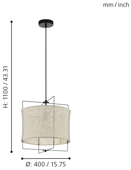 Eglo 79644 - Lampadario a sospensione con filo BRIDEKIRK 1xE27/40W/230V