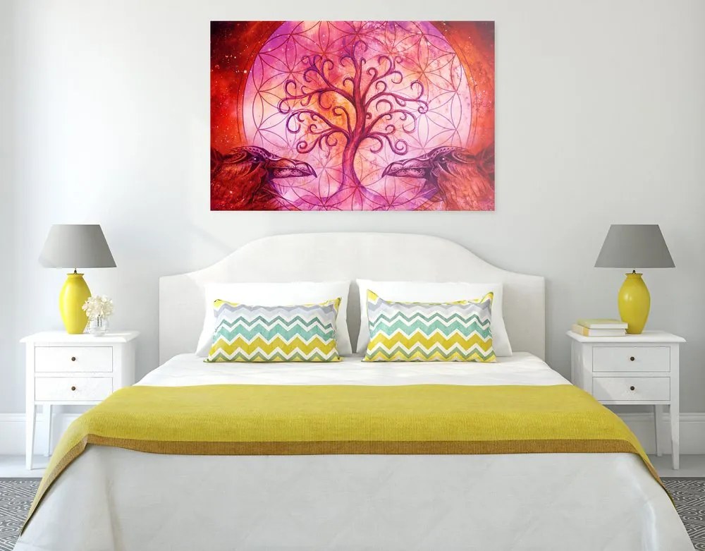 Quadro su tela – Albero della vita magico in tonalità pastello