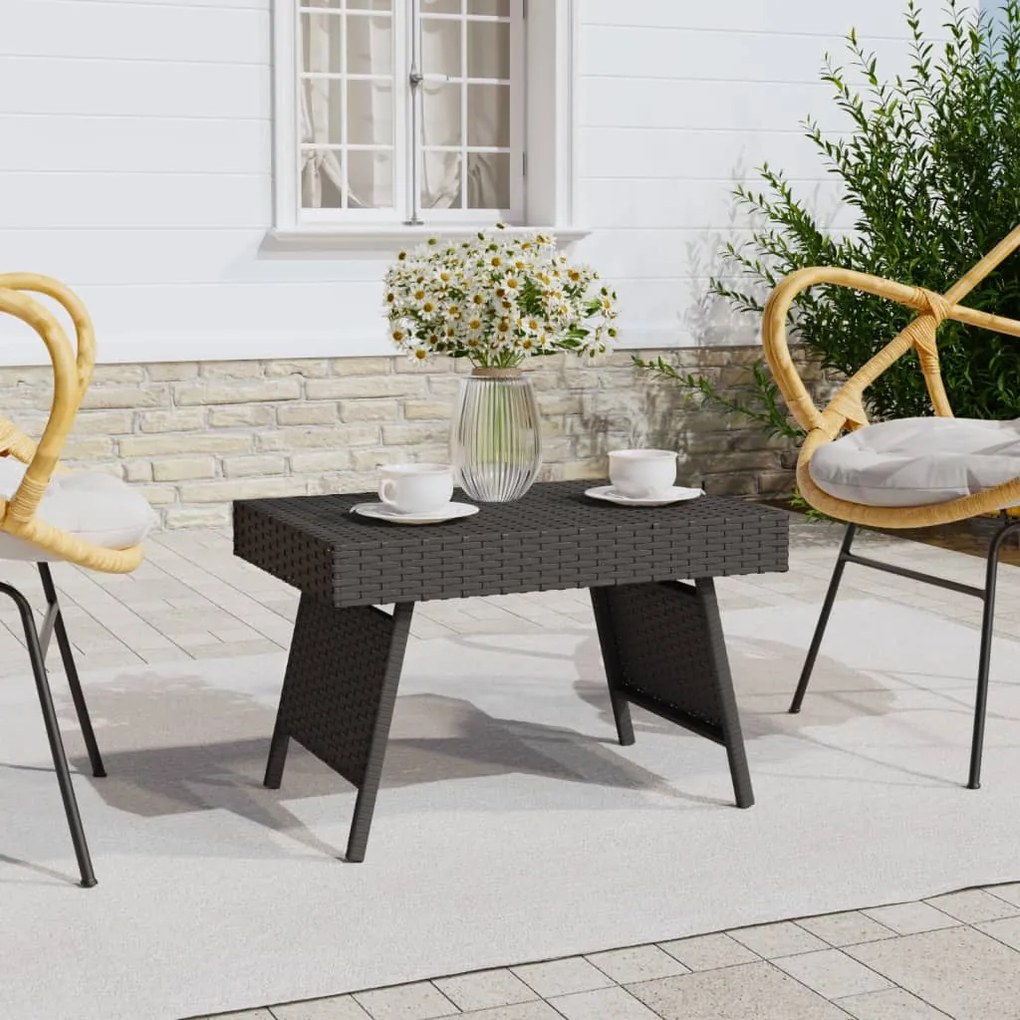 Tavolino pieghevole nero 60x40x38 cm in polyrattan