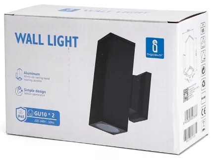Aigostar - Applique da esterno 2xGU10/230V nero IP65 quadrato
