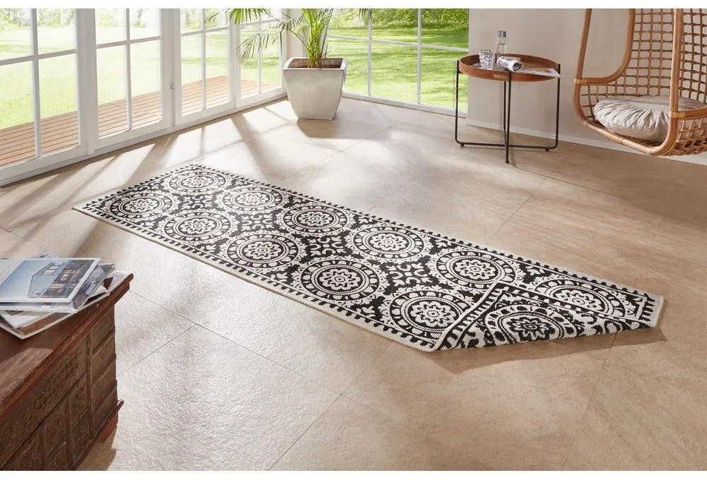 Tappeto da esterno nero e crema , 80 x 350 cm Jardin - NORTHRUGS
