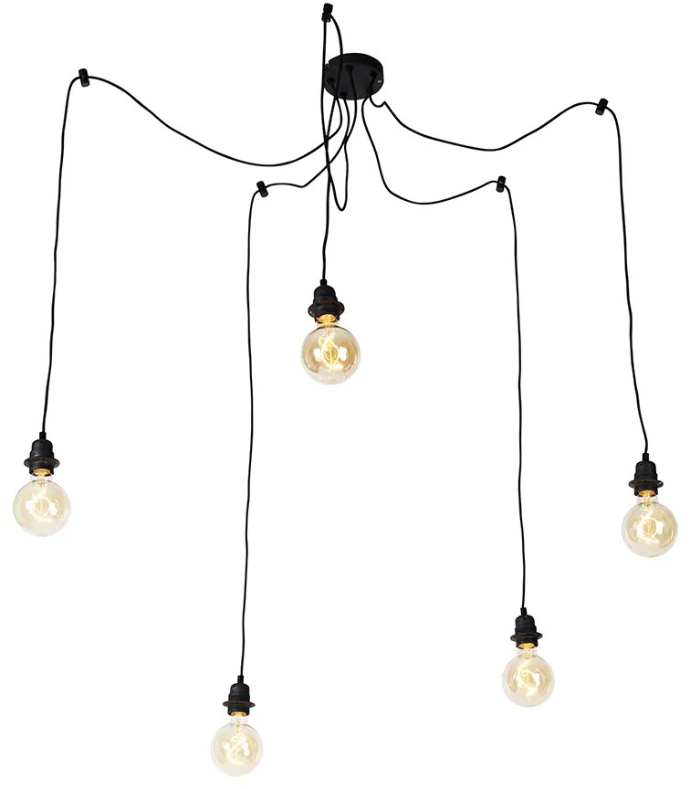 Lampada a sospensione industriale nera 5 luci - Cava