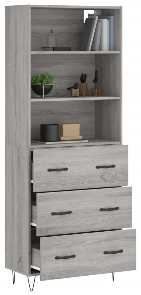 Credenza grigio sonoma 69,5x34x180 cm in legno multistrato