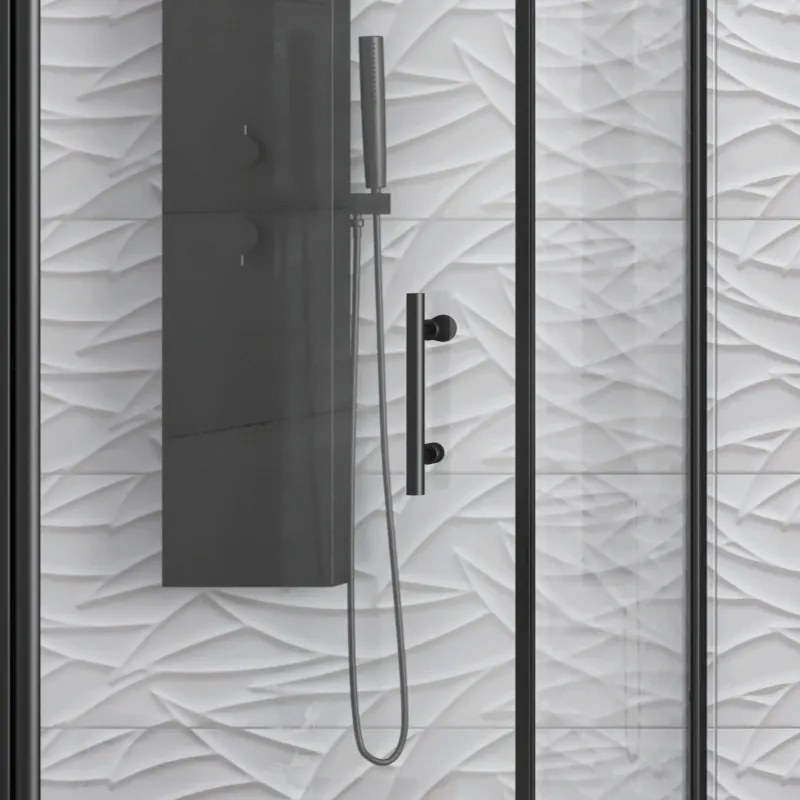 Box doccia 70x120cm finitura nera battente e fisso 70cm | KPX2800N - KAMALU
