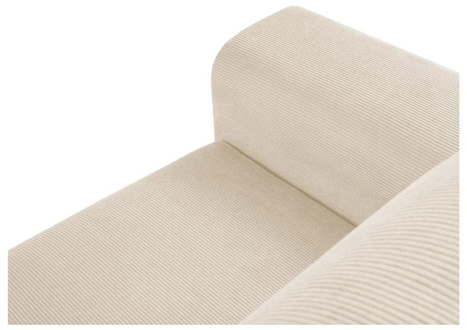 Divano angolare beige allungabile e con contenitore (con penisola a destra/con chaise lounge) con rivestimento in velluto a coste Kyoto – Cosmopolitan Design