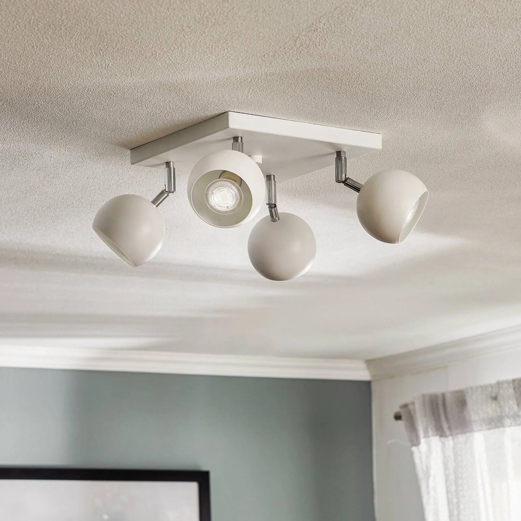 SOLLUX LIGHTING Faretto da soffitto Flame, bianco, 4 luci quadrato