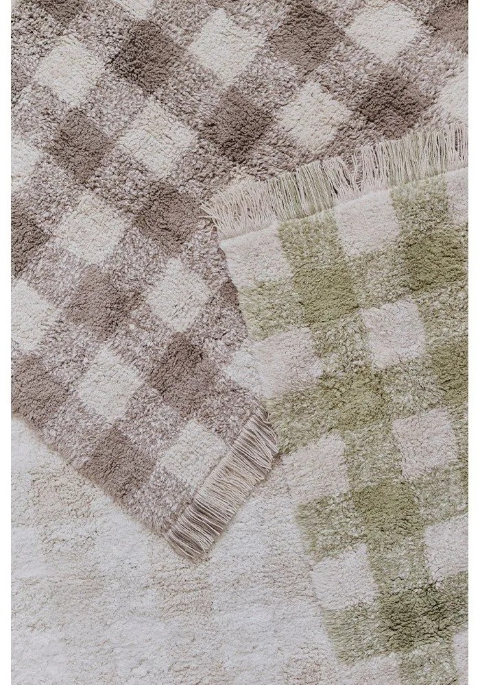 Tappeto per bambini verde in cotone lavabile/tessuto a mano 90x120 cm Vichy – Lorena Canals