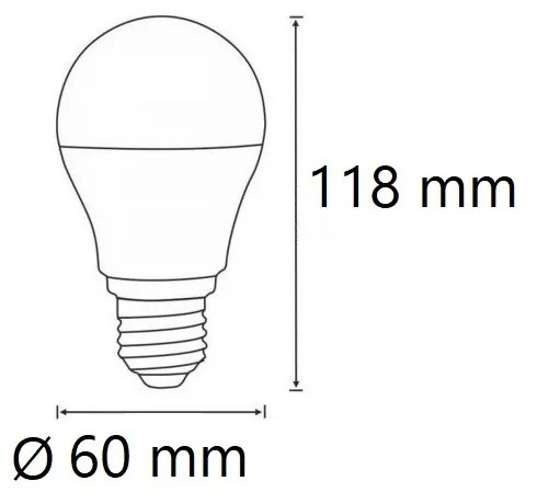 Lampada LED E27 12W, A60, 105lm/W Colore  Bianco Caldo 2.700K