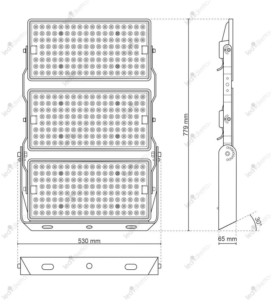 Faro Modulare LED 750W IP66 angolo 60°, 135lm/W, IK08 - LIFUD Driver Colore  Bianco Naturale 4.000K