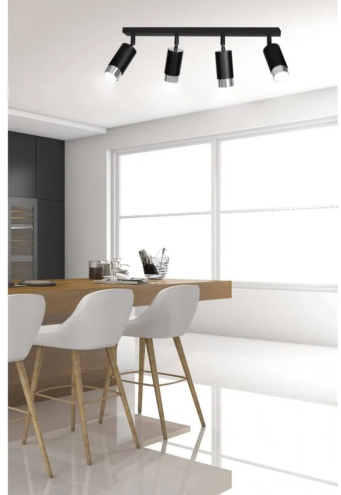 Lampada da Soffitto in Acciaio HIRO 4 Nero Cromo/Oro 4xGU10 Colore del corpo Nero e Cromo