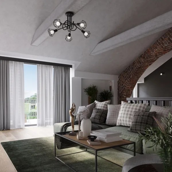 Sollux SL.1110 - Lampadario a stelo ARTEMIS 5xE14/40W/230V nero