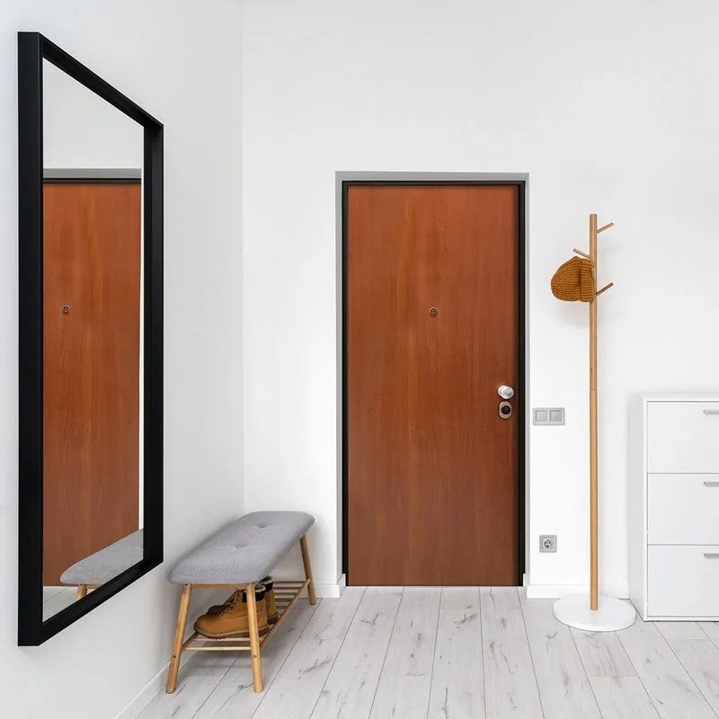 Porta blindata MASTER Hanger L 80 x H 210 cm in melaminico noce, apertura spingere a sinistra, falso telaio incluso