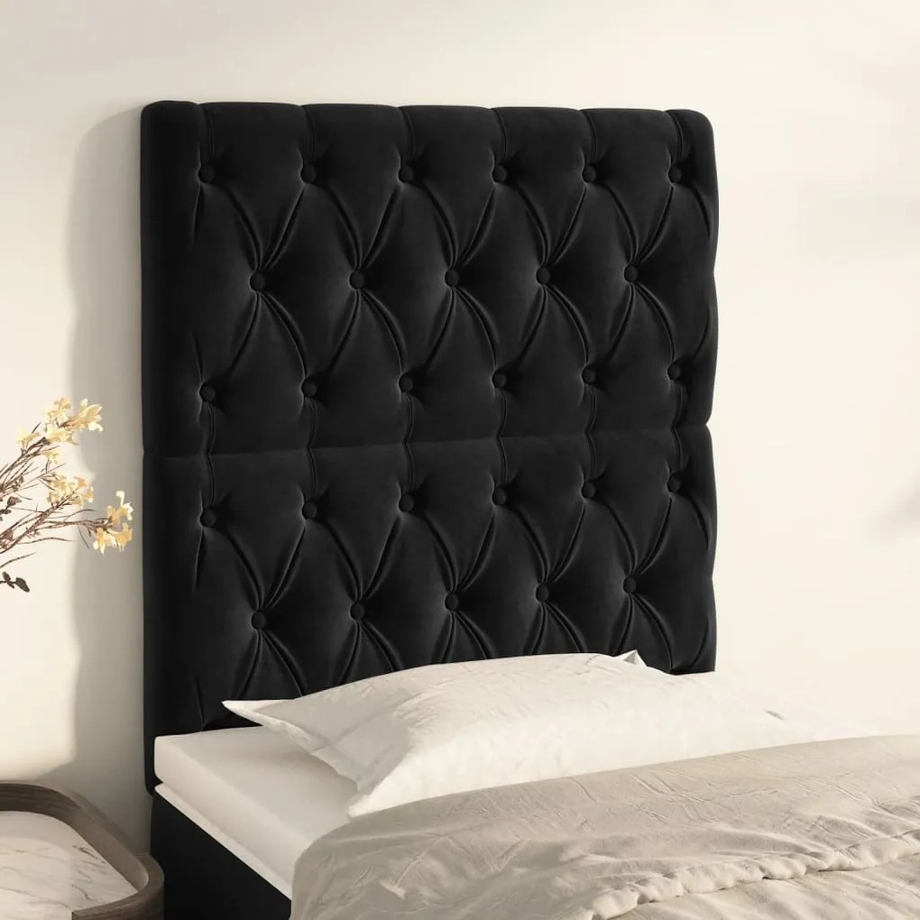 Testiera 2 Pz Nera 80x7x78/88 Cm İn Velluto /