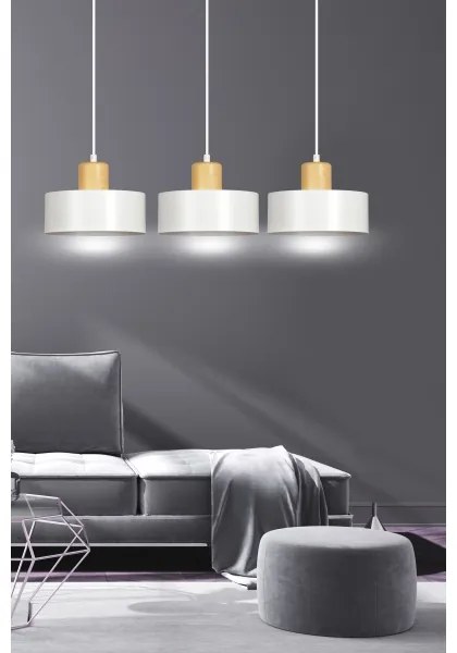 Lampadario a sospensione con filo TORIN 3xE27/15W/230V bianco