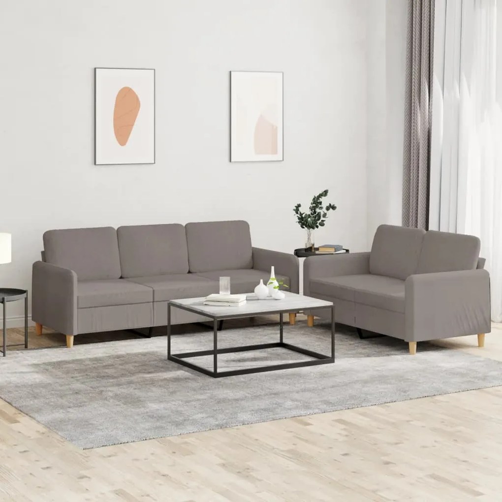 Set Di Divani 2 Pz Con Cuscini Tortora İn Tessuto /