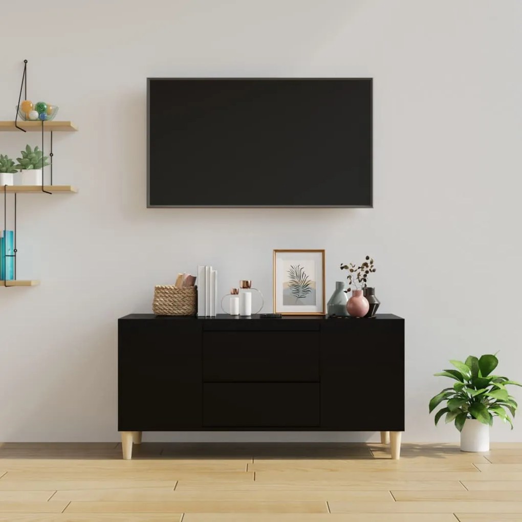 Mobile porta tv nero 102x44,5x50 cm in legno multistrato