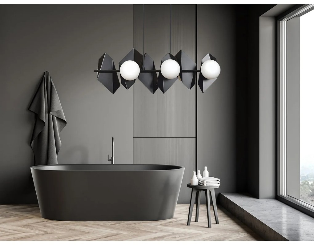 Lampadario Minimal Parvati Acciaio Nero 6 Luci E14 Ip20