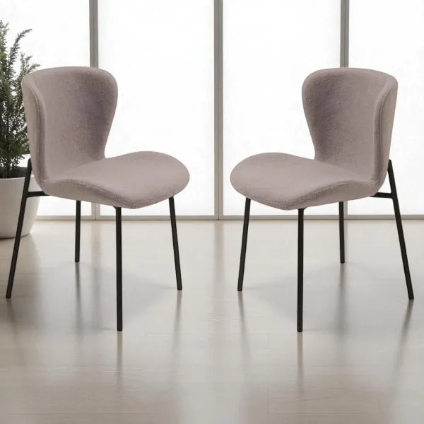 Sedia imbottita in tessuto soggiorno Grigio ABRAM 2 sedie