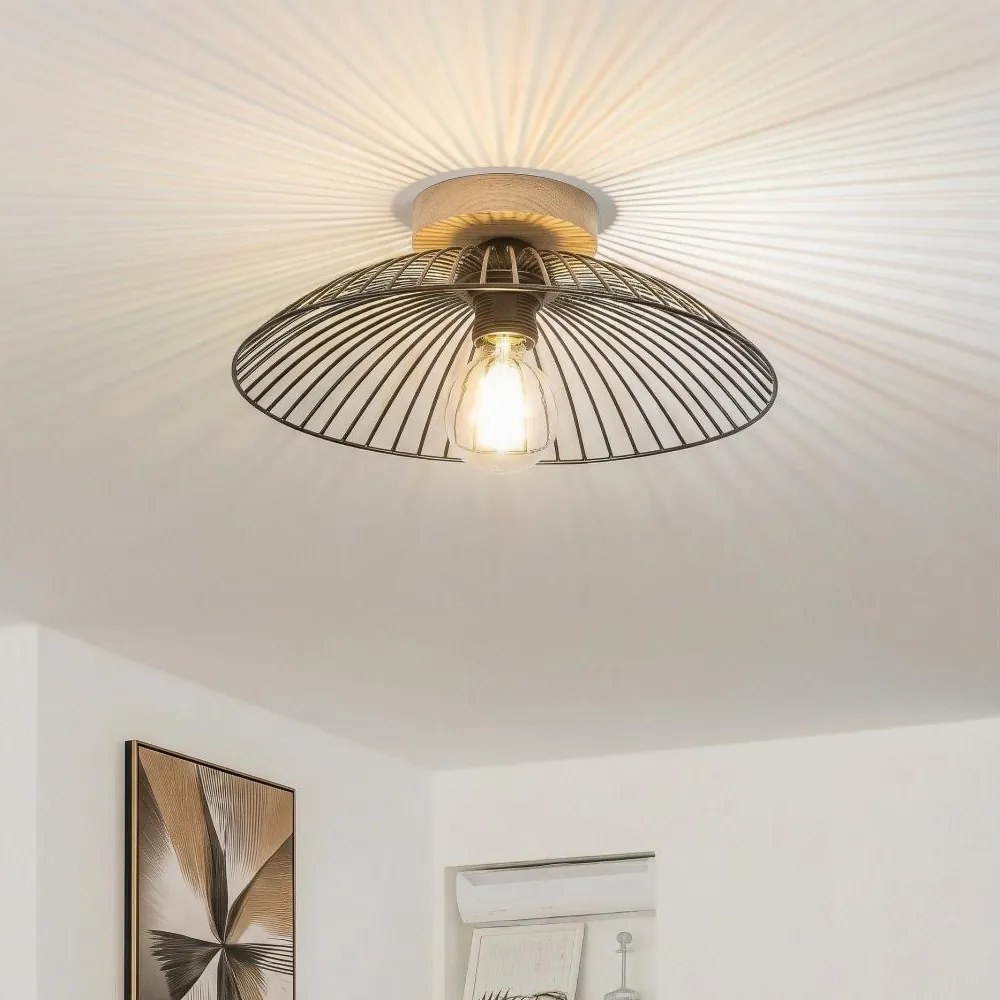 Brilagi - Lampadario LED a plafone CERIA WIRE 1xE27/40W/230V Ø 26 cm nero/rovere