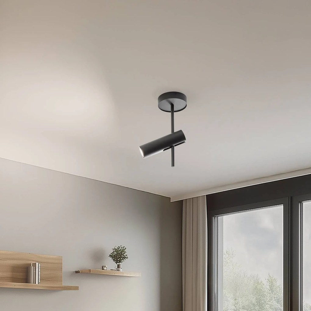 SIGMA Faretto da soffitto Leda 1, verde oliva, a 1 luce, acciaio, altezza 34 cm