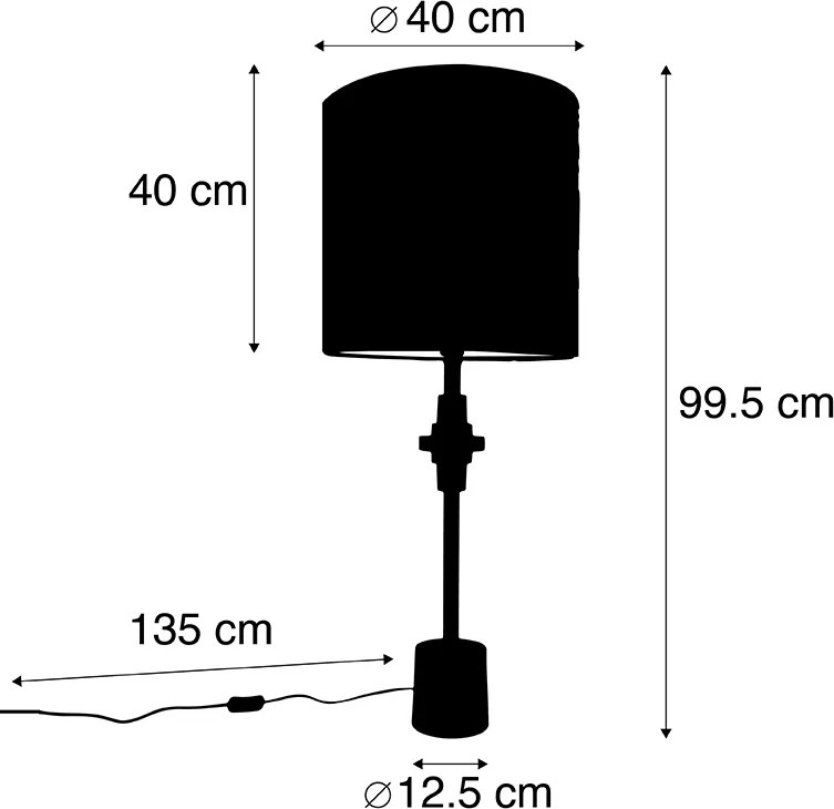 Lampada da tavolo Art Déco con paralume in velluto dorato a motivo pavone 40 cm - Diverso