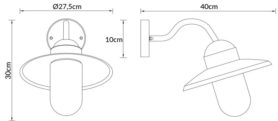 Applique Nera E27, IP54 per Esterni - Serie AURA Base E27