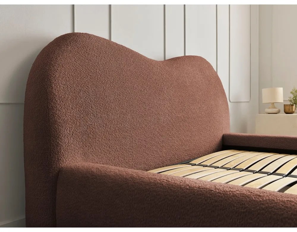 Letto matrimoniale arancione imbottito con spazio contenitivo con rete inclusa 180x200 cm Orlane – Bobochic Paris