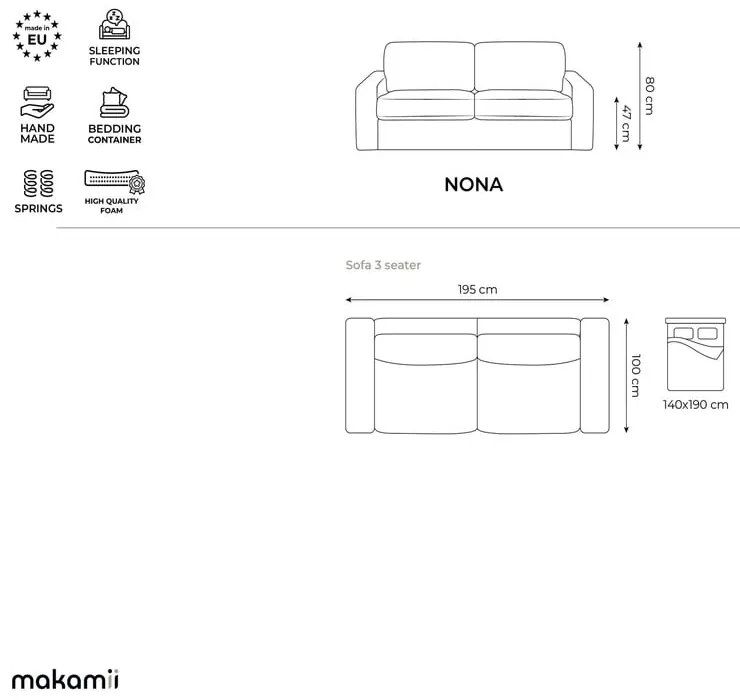 Divano color senape allungabile con rivestimento in velluto a coste 195 cm Nona – Makamii