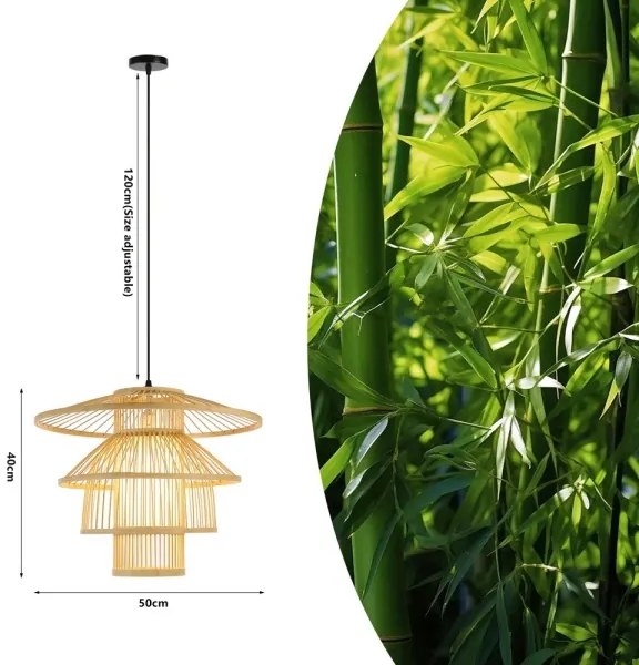 Immax 08255L - Lampadario a sospensione con filo PINCHOS 1xE27/40W/230V diametro 50 cm bambù