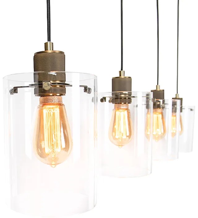 Lampada a sospensione scandinava bronzo con vetro 4 luci - Dome