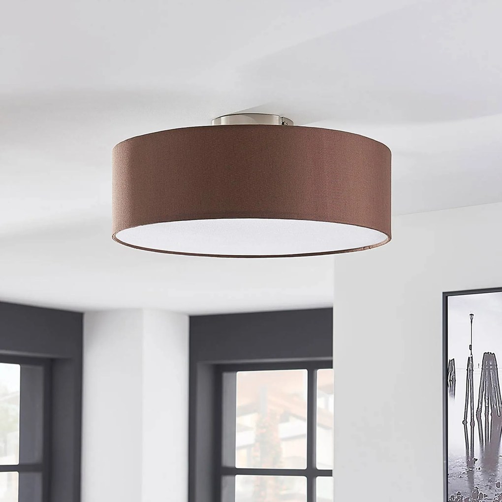 Plafoniera soffitto Sebatin Lindby, dimmerabile, Marrone / Ruggine, Camera da letto, Tessuto / Stoffa / Seta, Moderno, Plafoniera