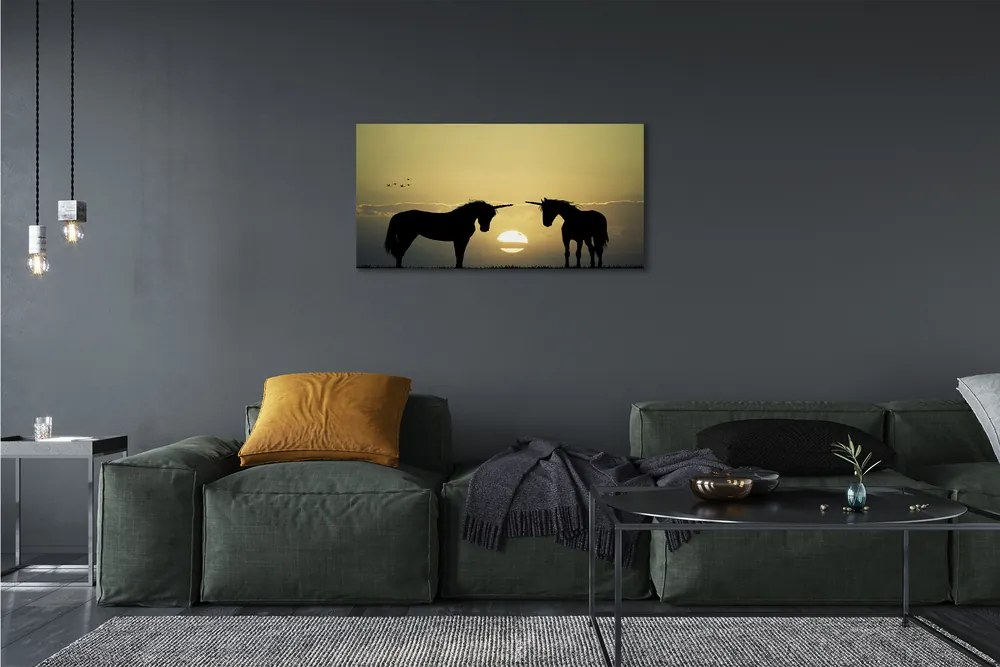 Quadro su tela Sunness Field of unicorns 100x50 cm