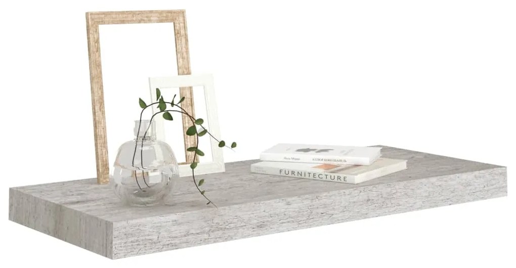 Scaffali a parete 2 pz grigio cemento 60x23,5x3,8 cm in mdf