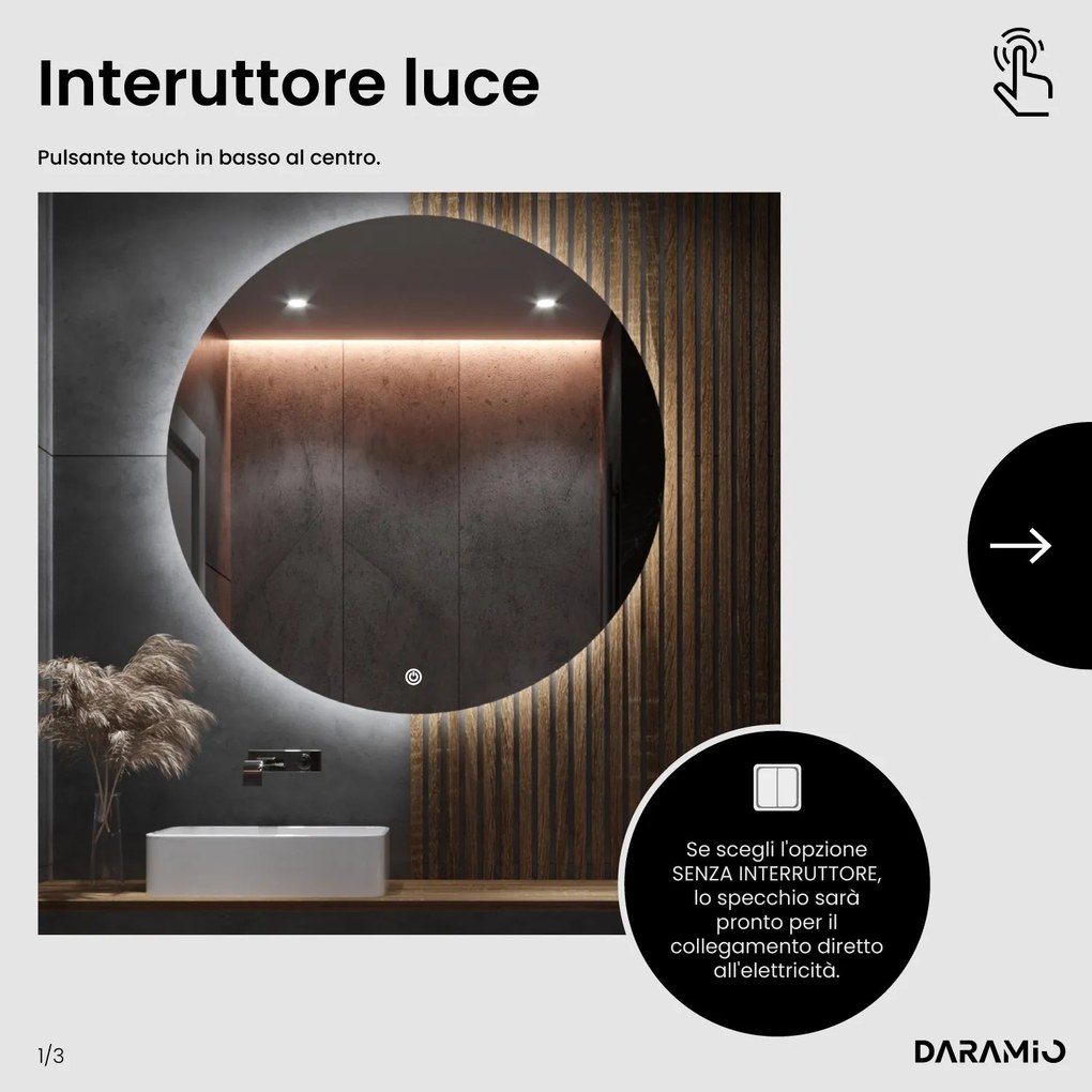 Specchio asimmetrico con luce LED G8