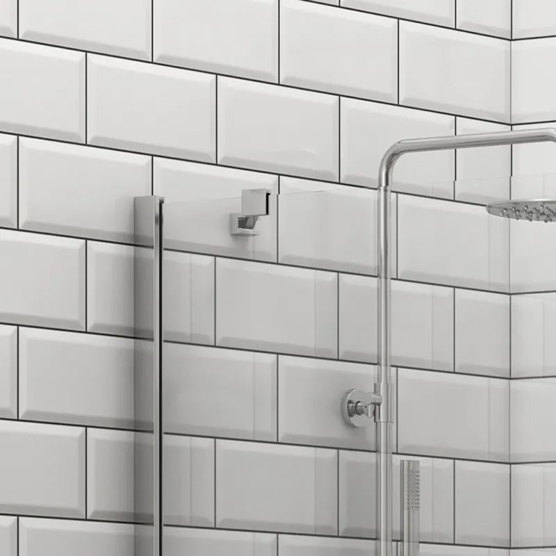 Doccia walk in 80 cm con staffa diagonale vetro trasparente | KS2800C - KAMALU