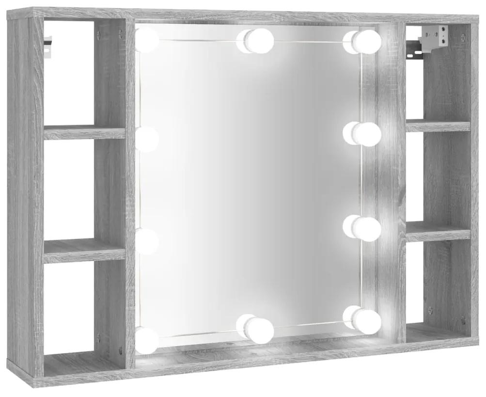 Mobile a specchio con led grigio sonoma 76x15x55 cm
