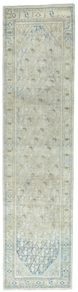 Hamedan Tappeto 100x400 Blu (Iran) Annodato A Mano