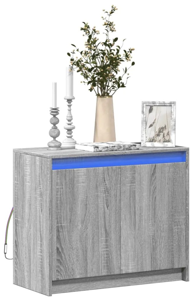 Credenza con led grigio sonoma 72x34x61 cm in legno multistrato