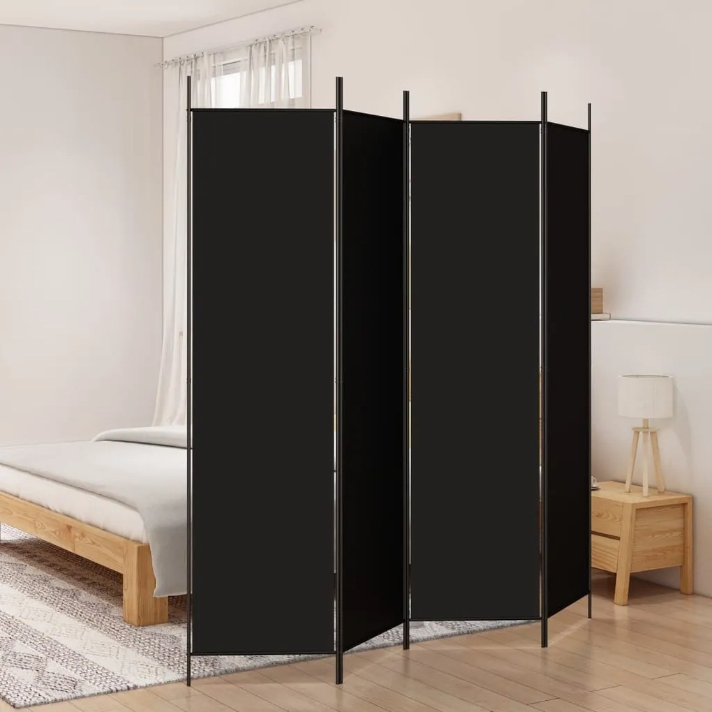 Divisorio A 4 Pannelli Nero 200x200 Cm İn Tessuto /