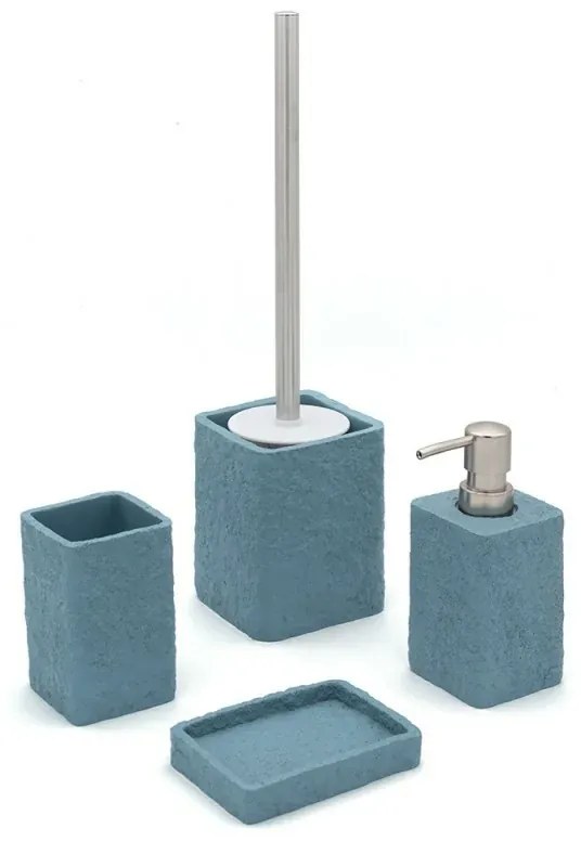 Scopino bagno da appoggio turchese cobalto in resina effetto pietra
