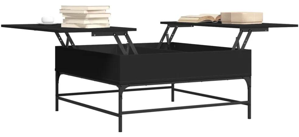 Tavolino salotto nero 95x95x45 cm legno multistrato e metallo