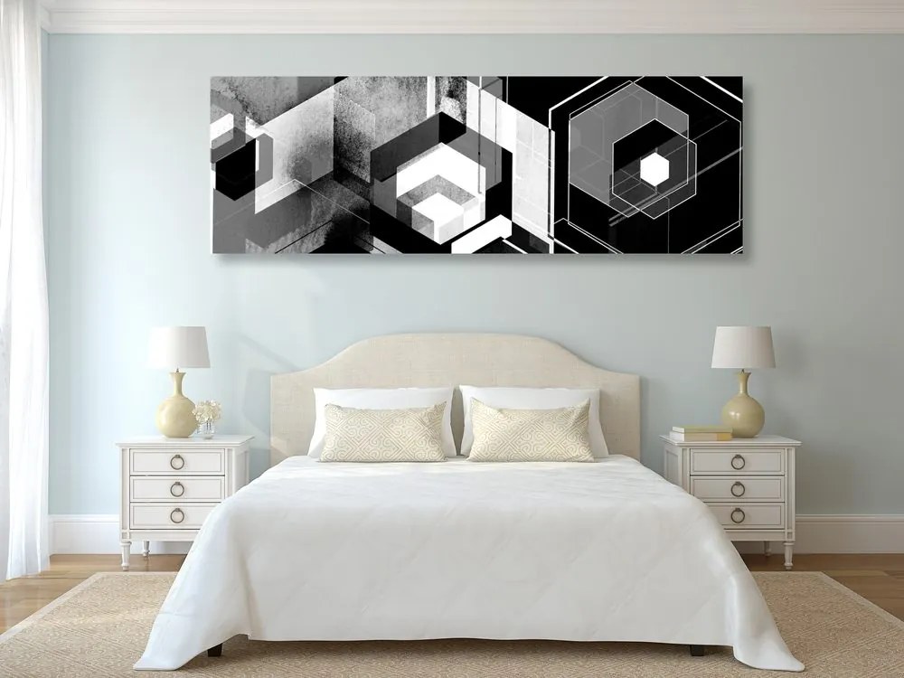 Stampa su tela – Geometria futuristica in bianco e nero