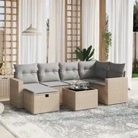 Set Divano da Giardino 7 pz con Cuscini Beige Misto Polyrattan 3263495