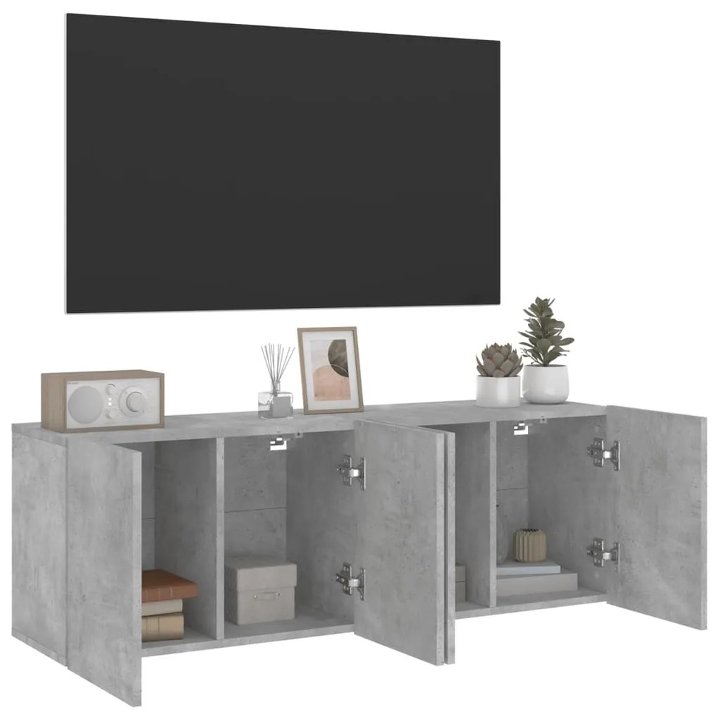 Mobili tv a parete 2pz grigio cemento 60x30x41 cm