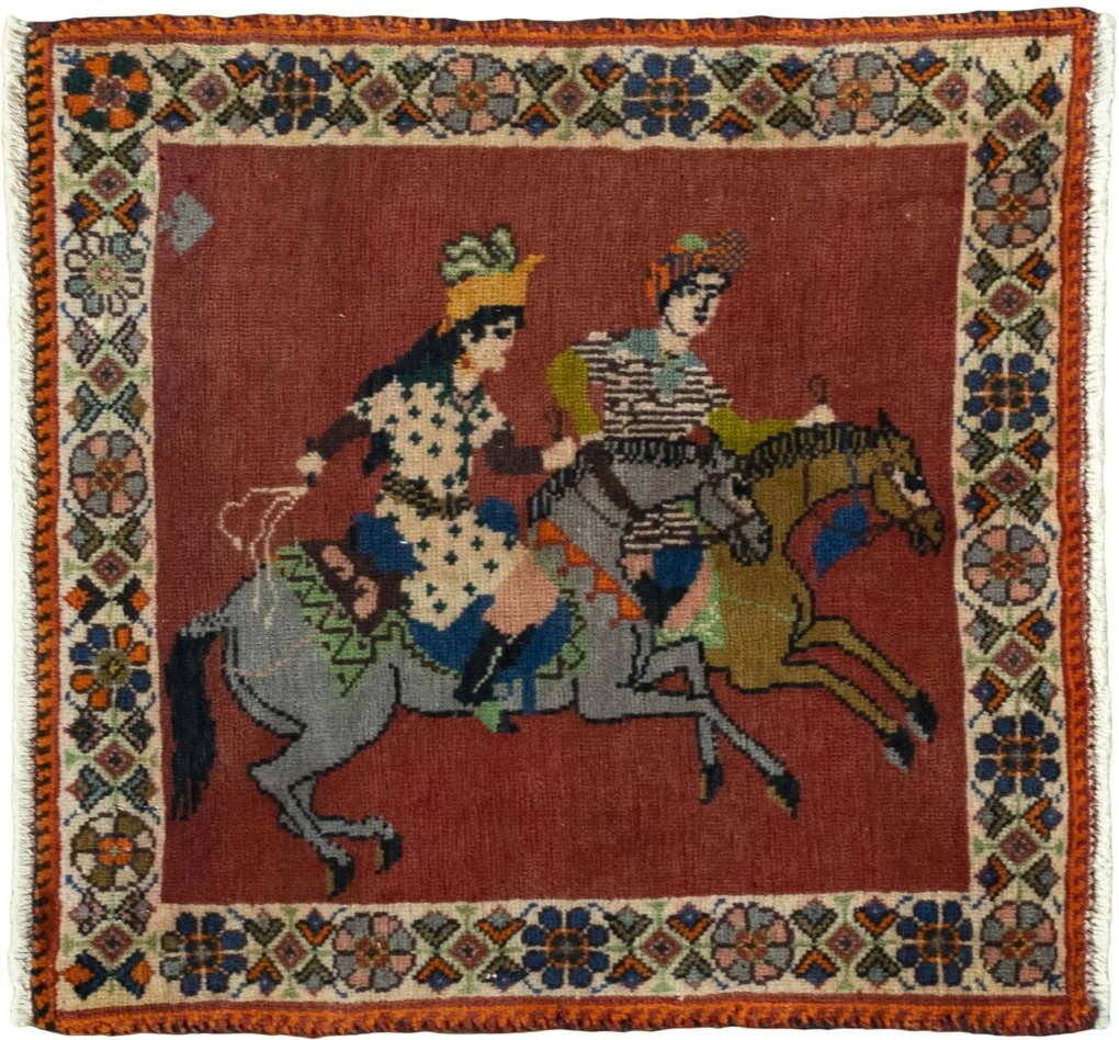 Shiraz Tappeto 60x60 Rosso (Iran) Annodato A Mano