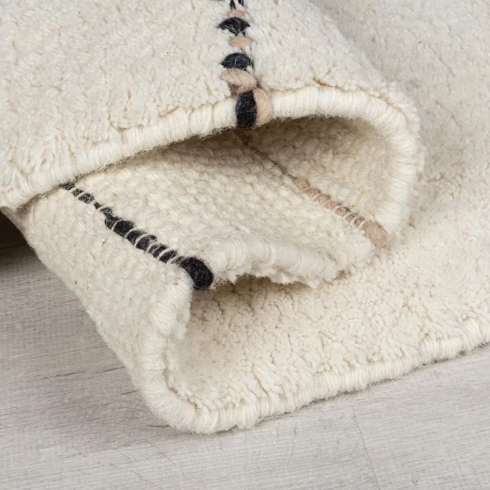 Tappeto in lana color crema tessuto a mano 160x230 cm Dottie Linear - Flair Rugs