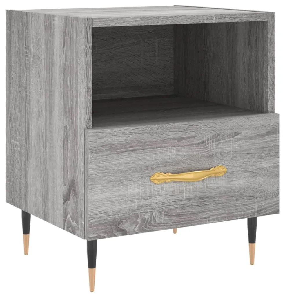 Comodini 2 pz grigio sonoma 40x35x47,5 cm in legno multistrato