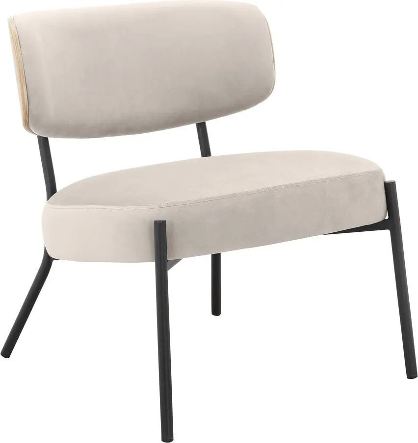 Poltrona in velluto crema con poggiapiedi Jerry - Støraa